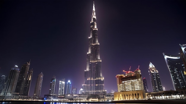 Foto burj khalifa por la noche el 27 de noviembre de 2014 en dubái, emiratos árabes unidos
