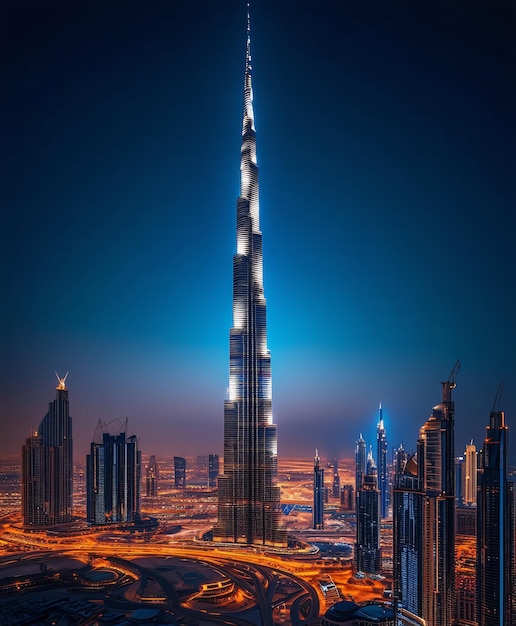 Burj Khalifa Vista noturna dos Emirados Árabes Unidos