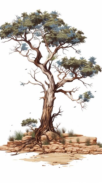 Burke Wills excava un árbol en Australia con un fondo transparente