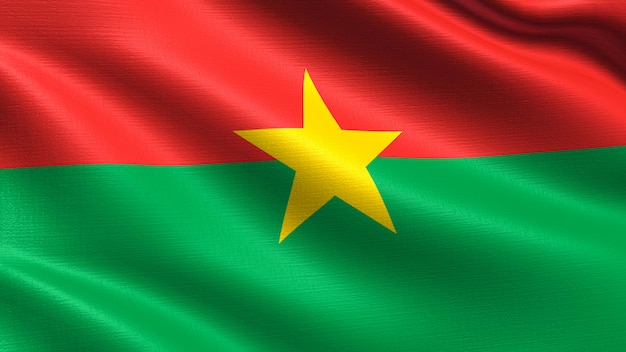 Burkina Faso Flagge, mit wehenden Stoff Textur