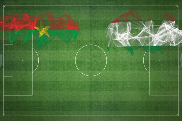 Burkina Faso vs Hungría Partido de fútbol colores nacionales banderas nacionales campo de fútbol juego de fútbol Concepto de competencia Copiar espacio