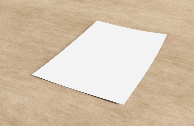 Se burlan de una hoja de papel aislada en un fondo con sombra - representación 3d