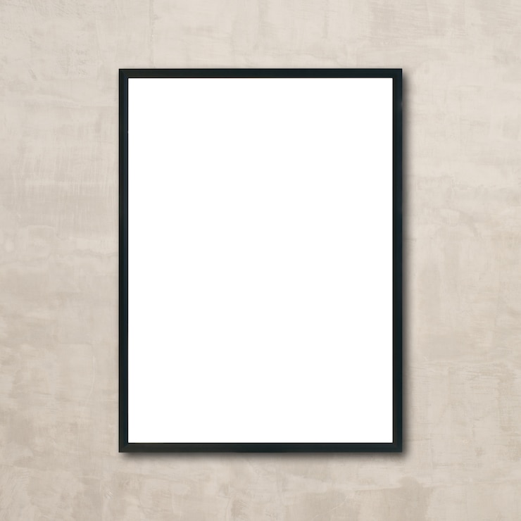 Foto burlarse de un póster en blanco que cuelga en la pared de la habitación