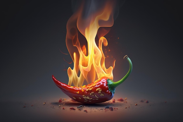 Burning Chili Pepper on Fire vegano y saludable