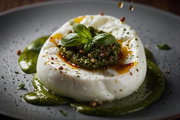 Burrata com um pouco de pesto