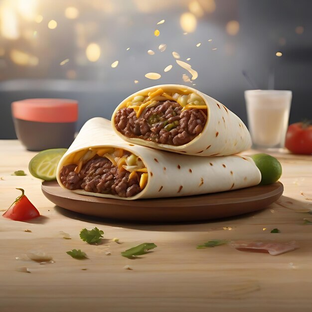 burrito de arrachera tortilla de harina estilo cartel de McDonald's comida salpicada de IA