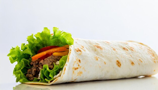 Foto burrito auf weißem hintergrund