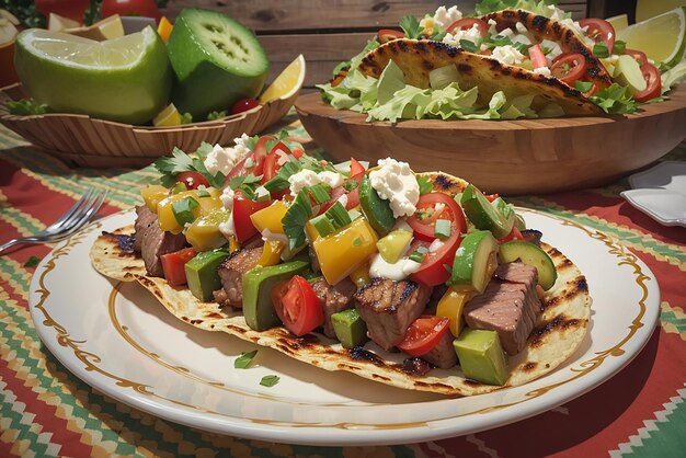 Burrito de carne mexicana hecho apresuradamente en un plato de madera rústico taco tacos mexicanos con carne de res maíz y salsa cocina mexicana