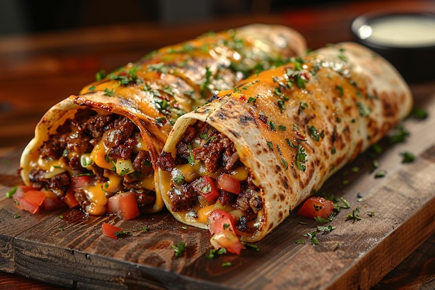 Burrito de carne con salsa de chipotle