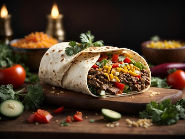 burrito con carne y verduras