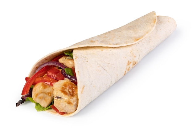 Burrito com vegetais e tortilha