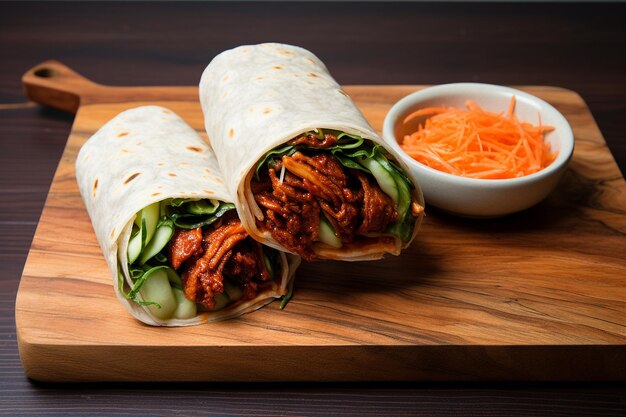 Burrito coreano de tempeh con kimchi y mayo de gochujang