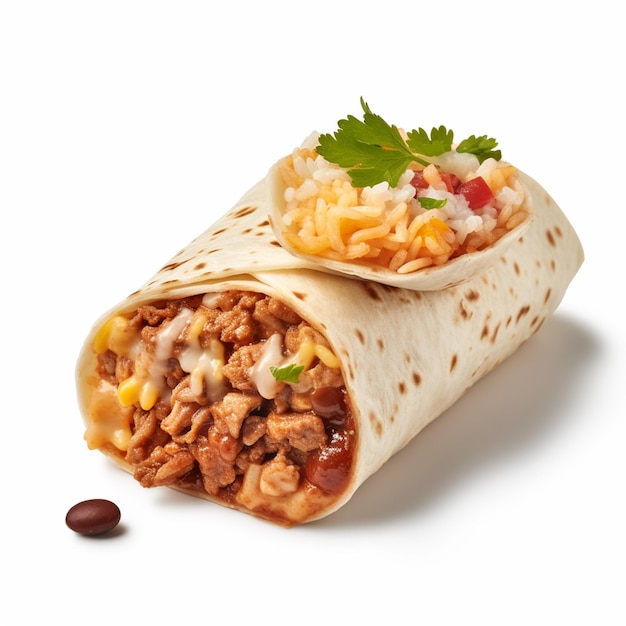 Un burrito con una envoltura de comida mexicana