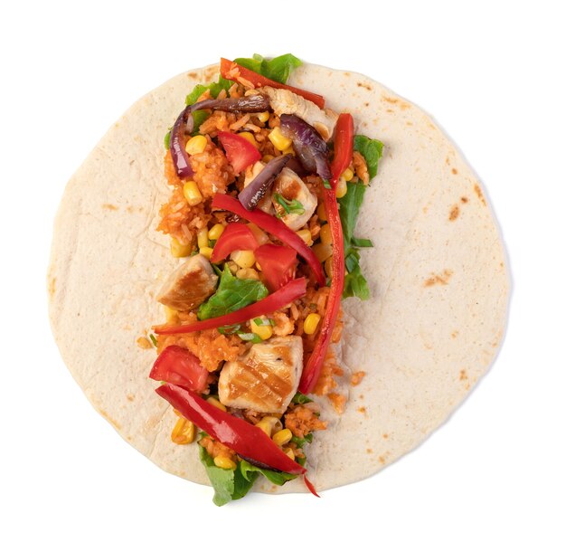 Burrito mit Gemüse und Tortilla