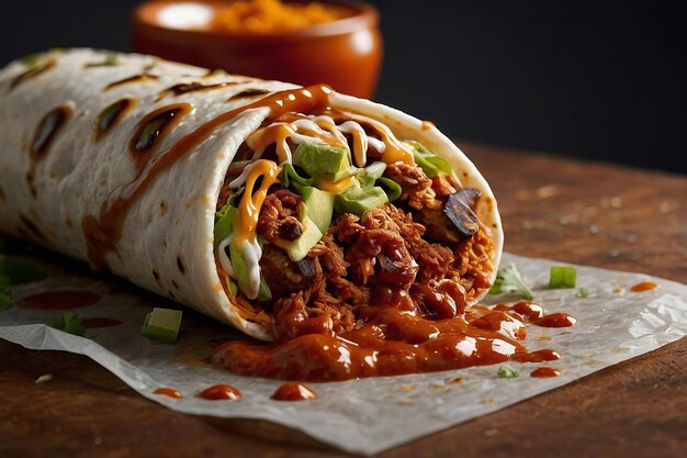 Burrito regado com um molho chipotle picante