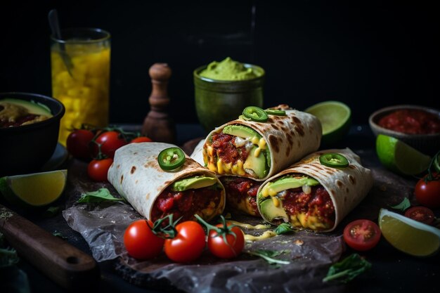 Foto burrito relleno de espinaca y ricotta