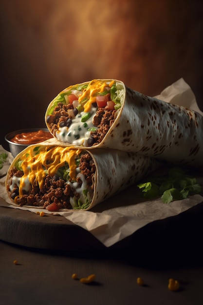 Burrito street fast food cozinha mexicana prato popular