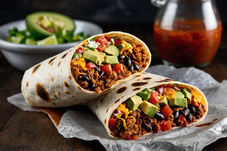 Foto el burrito texmex está lleno de bondad.