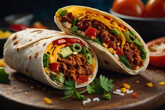 Burrito vegetariano cheio de sabor