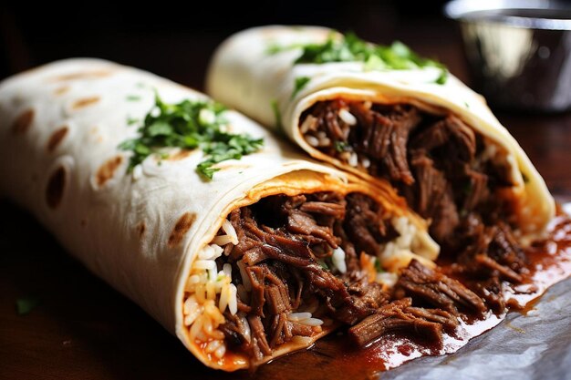 Burritos de carne de vaca com barbacoa