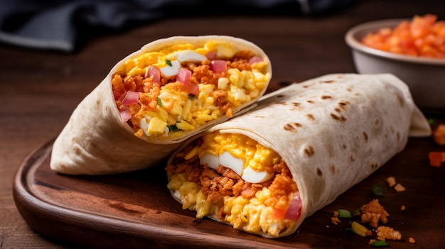 Burritos para el desayuno con huevo y salchichas