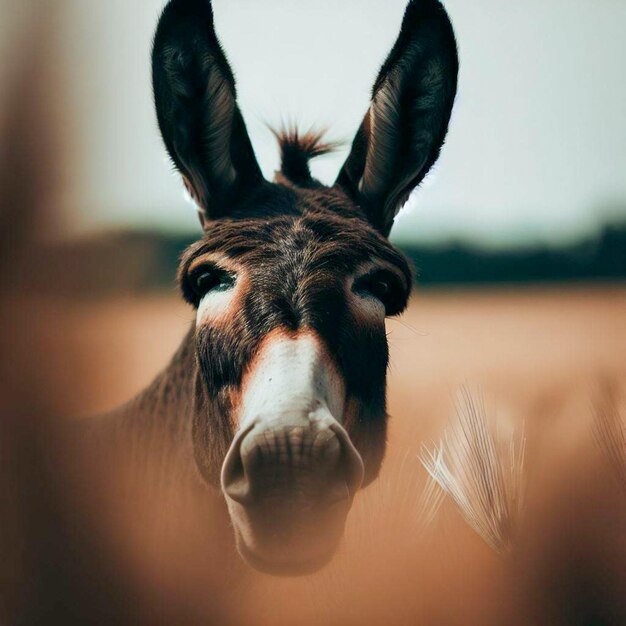 Foto burro en un campo de trigo