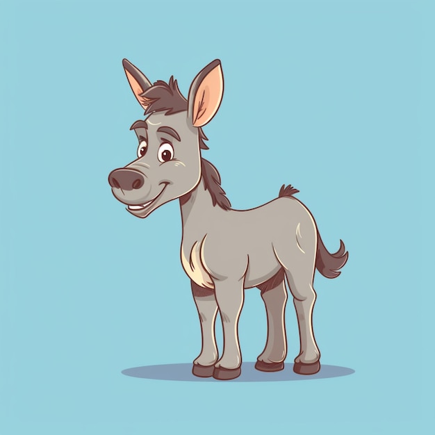 Foto burro de dibujos animados con una nariz grande y un ai generativo de cola larga