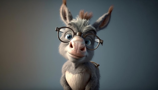 Un burro con gafas y pajarita.