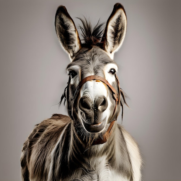 Foto un burro con una melena marrón y una melena marrón