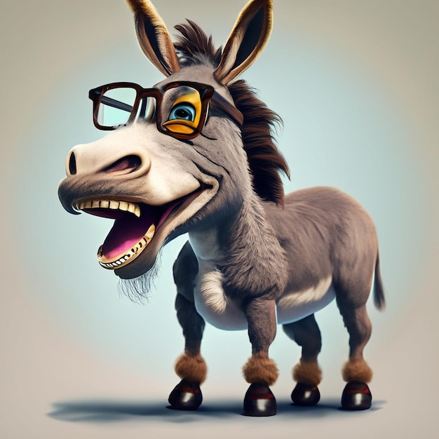 Burro sonríe con miradas sarcásticas Lleva gafas