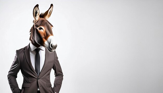 El burro con el traje parece un hombre tonto concepto de empresario