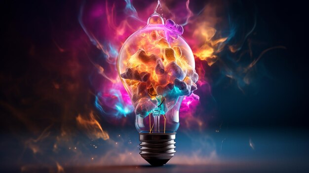 Bursting Ideas lâmpada Bursting com idéias conceito