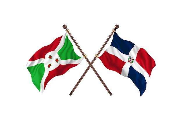 Burundi contra fundo de bandeiras de dois países da República Dominicana