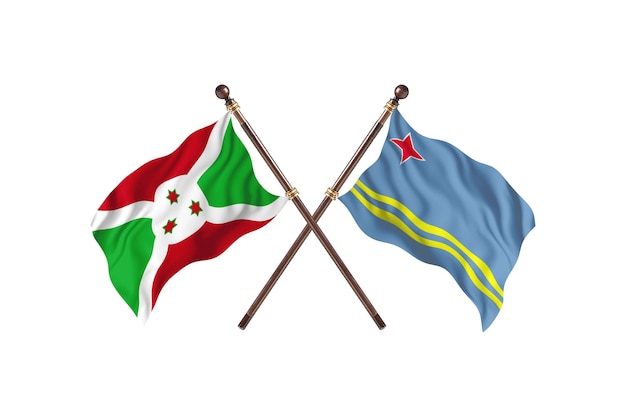 Burundi contra fundo de bandeiras de dois países de Aruba