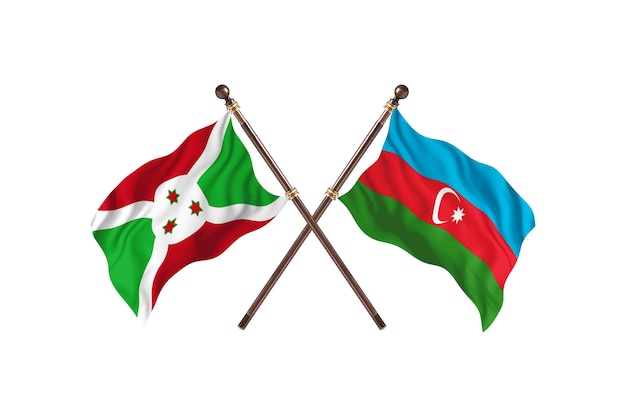 Burundi contra fundo de bandeiras de dois países do Azerbaijão