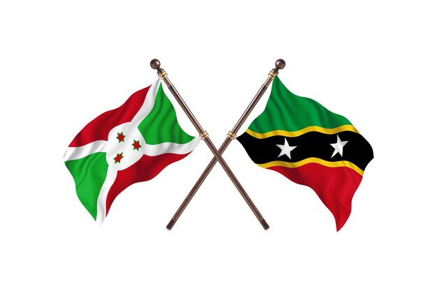 Burundi gegen St. Kitts und Nevis Zwei Länder Flaggen Hintergrund