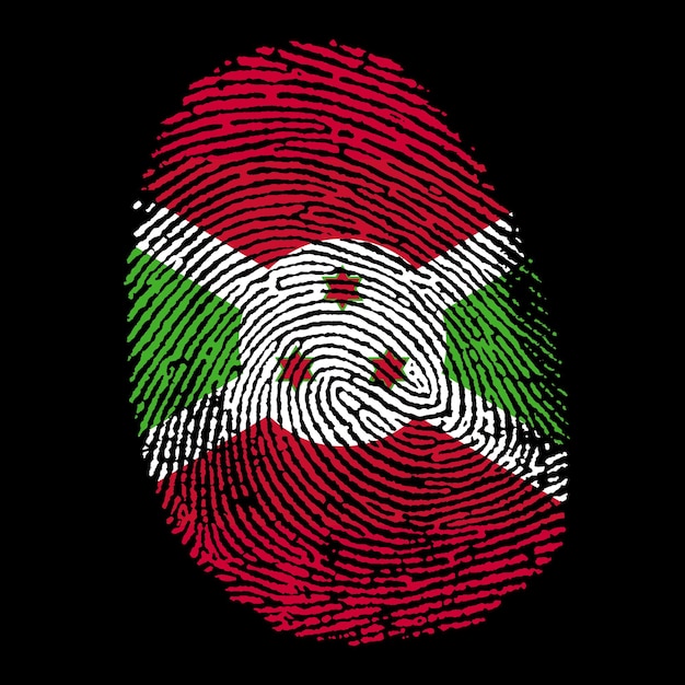 Burundische Flagge auf Fingerabdruck