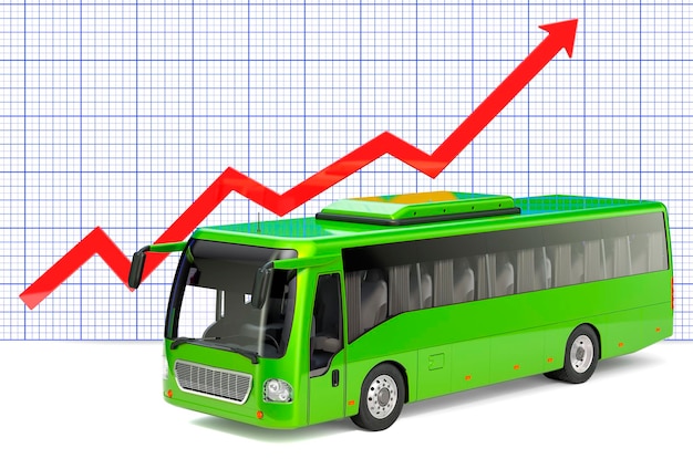 Bus mit wachsendem Diagramm 3D-Rendering