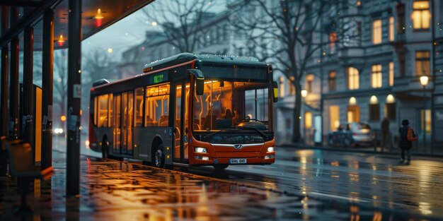 Bus öffentliche Verkehrsmittel auf einer Stadtstraße Generative KI