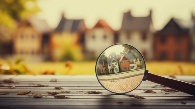 Foto buscar una nueva casa para comprar mercado de viviendas de alquiler magnificación cerca de un edificio residencial generada por ia