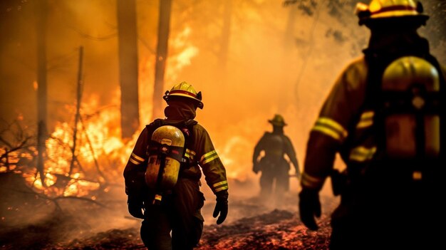 Para buscar sobrevivientes, un equipo de bomberos entra en llamas IA generativa