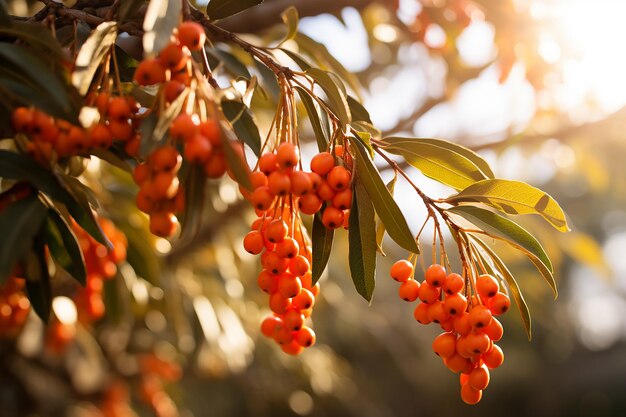 Busch mit hängenden roten Beeren