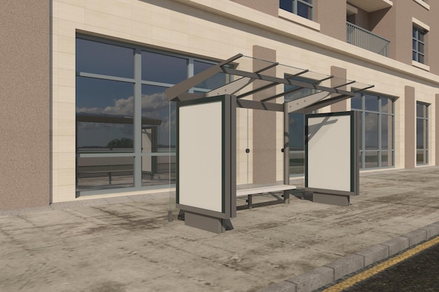 Bushaltestelle bushaltestelle schild mockup 3d-rendering