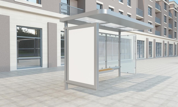 Bushaltestelle Bushaltestelle Schild Mockup 3D-Rendering