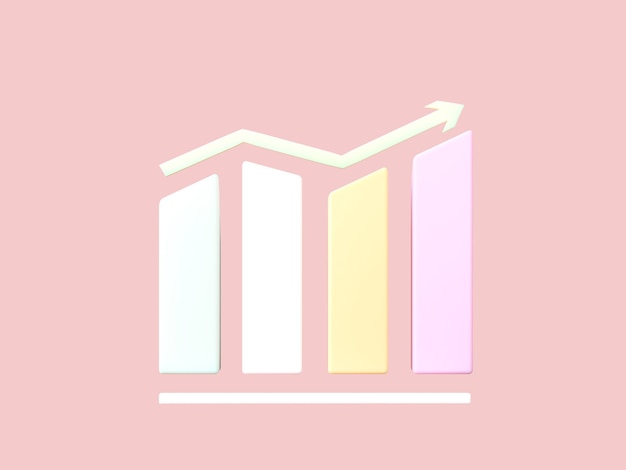 Business 3D-Symbol auf pastellfarbenem Hintergrund.