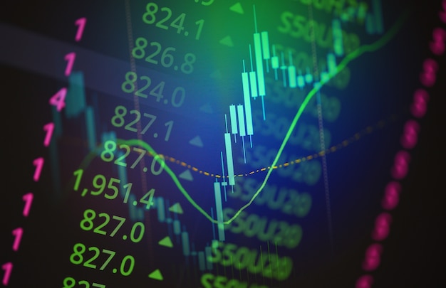 Business Candle Stick Graph Diagramm des Börseninvestitionshandels auf Hintergrunddesign - Trend des Konzepts der Börsenwirtschaft der Finanzwirtschaft