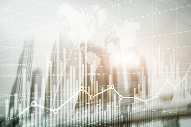 Business Finance Chart Graph Trading Forex Exchange Investment Fintech-Konzept Gemischte Medien