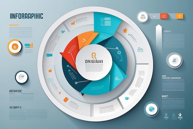 Foto business infographics círculo estilo origami ilustración vectorial se puede utilizar para el diseño de flujo de trabajo diagrama de banner número opciones opciones de escalamiento diseño web