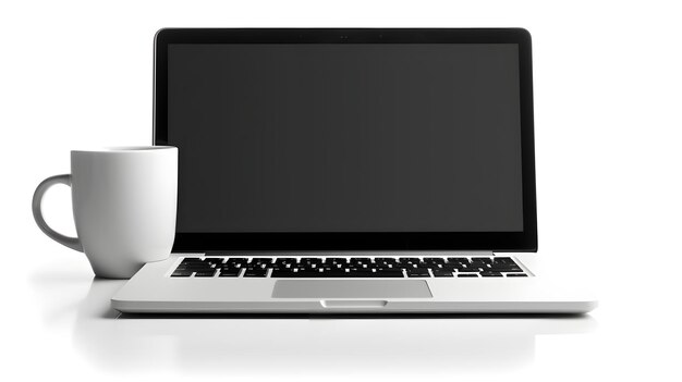 Foto business-laptop und kaffeetasse