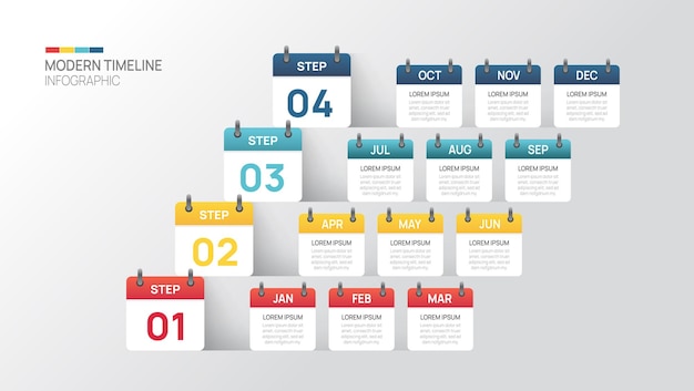 Foto business step timeline infographic kalendervorlage moderne meilensteine element timeline diagramm vektor infographics